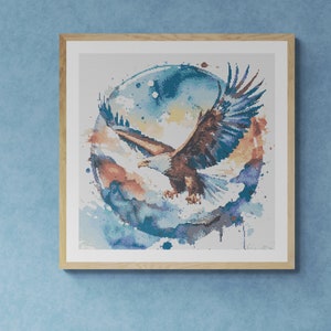 Bunte Adler Illustration. Aquarell Style mit Spritzern. Kreuzstich PDF Pattern, PDF für Diamond Painting und Pattern keeper.