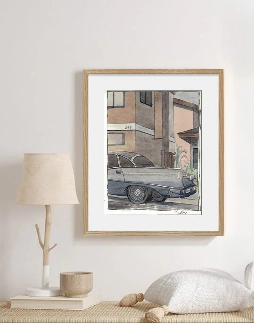 Old Car in the City Watercolor Painting I Vintage Car Watercolor ...