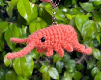 Crochet shrimp keychain/bag charm