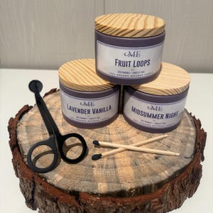 Juego de tres velas de cera de abejas / Certificadas como orgánicas / No tóxicas, vertidas a mano. (3) frascos de 5 oz