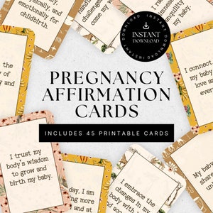 Cartes d'affirmation de grossesse et de naissance, mantras positifs à imprimer pour les nouvelles femmes enceintes, aide à l'accouchement hypnotique, cadeaux de baby shower safari, SG014