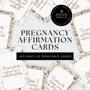 Cartes d'affirmation de la grossesse et de la naissance, mantras positifs à imprimer pour les futures mamans, aide à l'accouchement hypnotique, cadeau de baby shower fleurs sauvages, SG012