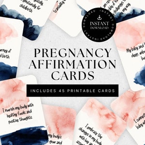 Cartes de confirmation de grossesse et de naissance, mantras positifs à imprimer pour les futures mamans, aide à l'accouchement hypnotique, cadeau de baby shower pour les nouvelles mamans SG011