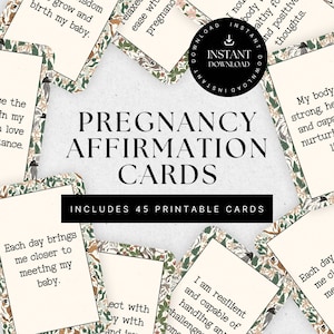 Cartes d'affirmation pour les femmes enceintes, cadeaux de baby shower dans les bois, mantras positifs, aide à l'accouchement hypnotique, à imprimer pour les nouvelles mamans, SG016