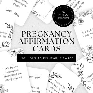 Cartes d'affirmation de la grossesse et de la naissance, mantras positifs imprimables pour les femmes enceintes, aide à l'accouchement hypothétique, cadeau de baby shower pour les nouvelles mamans SG001