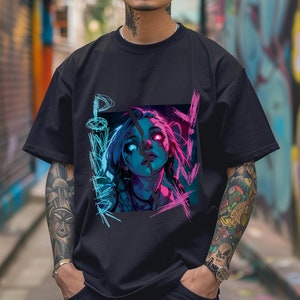 Powder Jinx |Caitlyn| Vi|Arcane| League of legends|Cyber punk| Gamer gift| Arcane fan|Unisex Softstyle T-Shirt