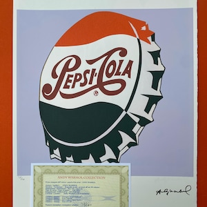 Andy Warhol Leo Castelli &quot;Pepsi Cola  &quot; Lithograph, Certificate, Signed, Top! Wall Art, Pop Art after
