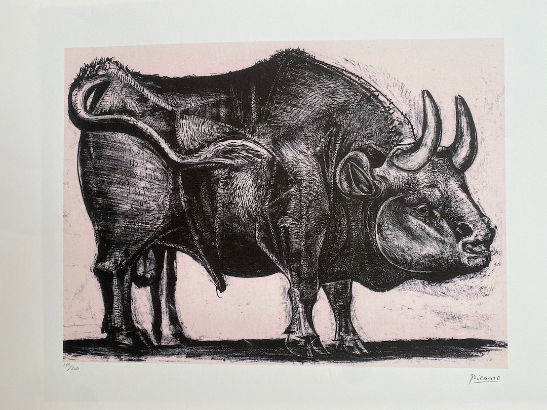 パブロ・ピカソ「雄牛、1945年」リトグラフ、証明書、サイン入り