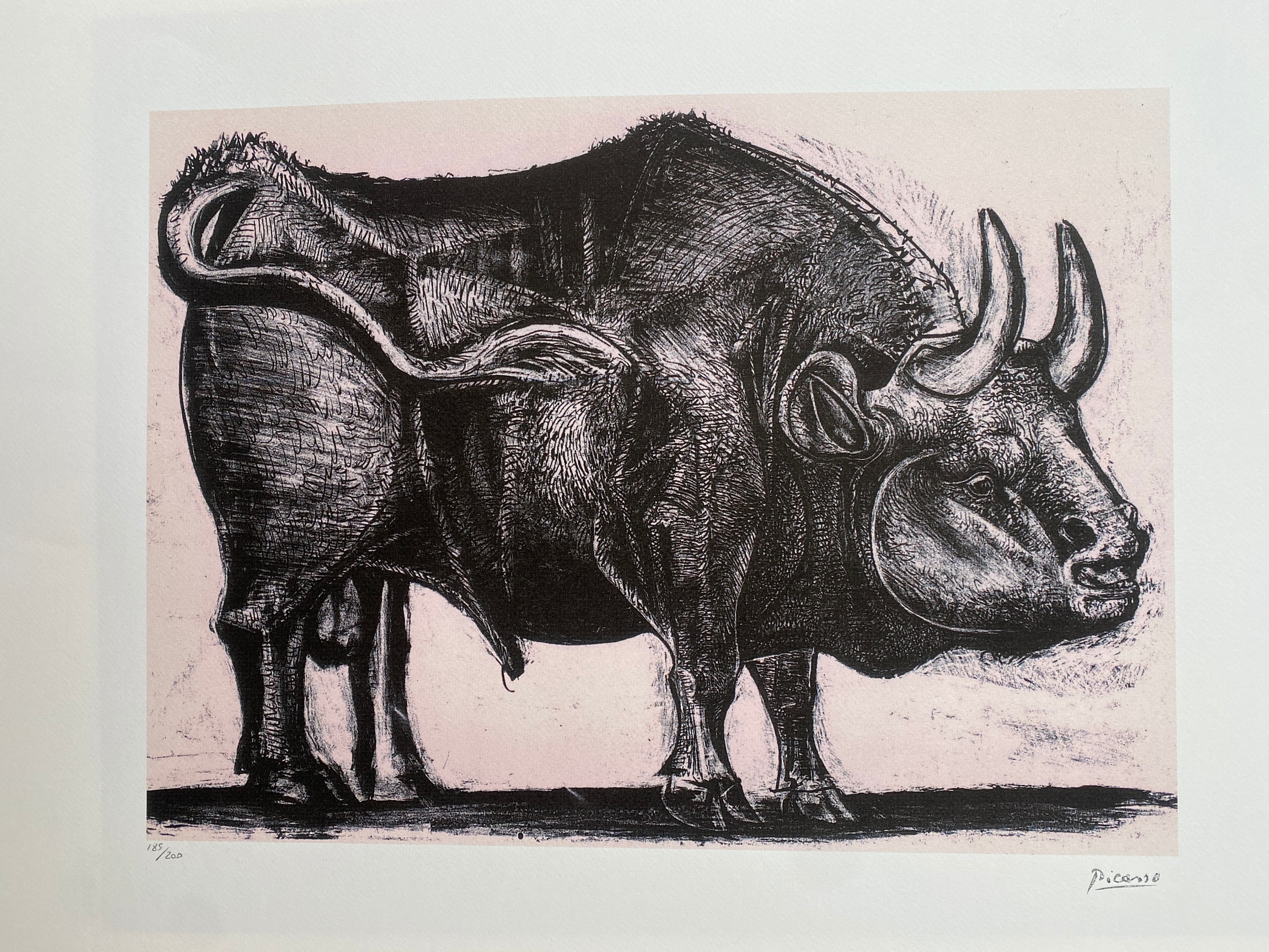 パブロ・ピカソ「雄牛、1945年」リトグラフ、証明書、サイン入り