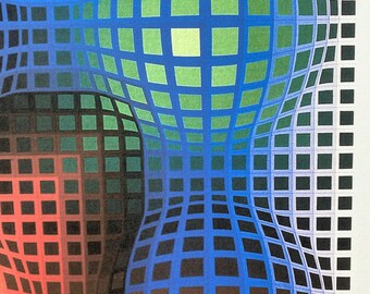 ヴィクトル・ヴァザルリ「正方形讃歌」1983年リトグラフ