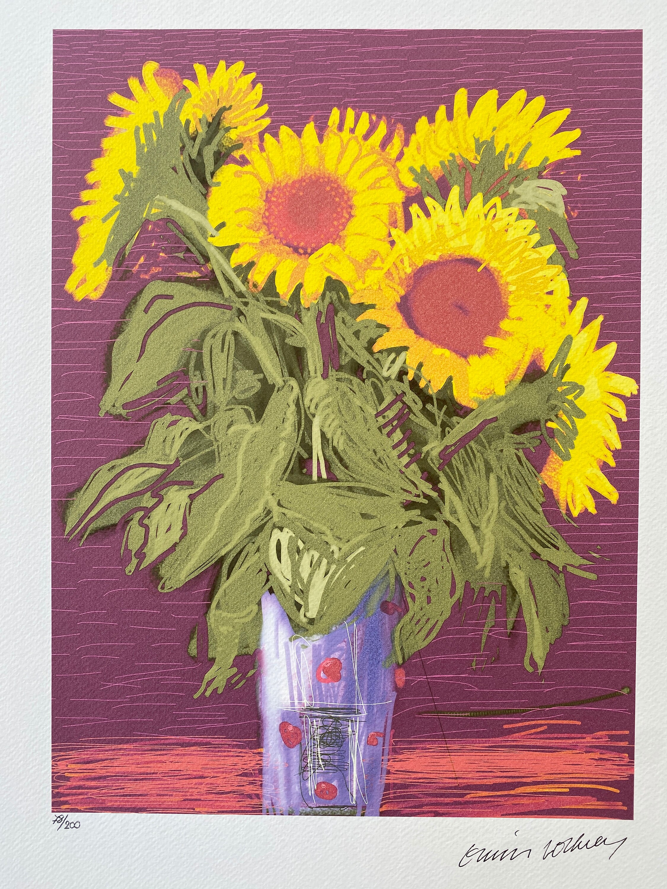 限定マット額装品/デイヴィッド・ホックニー/Sunflowers for アート