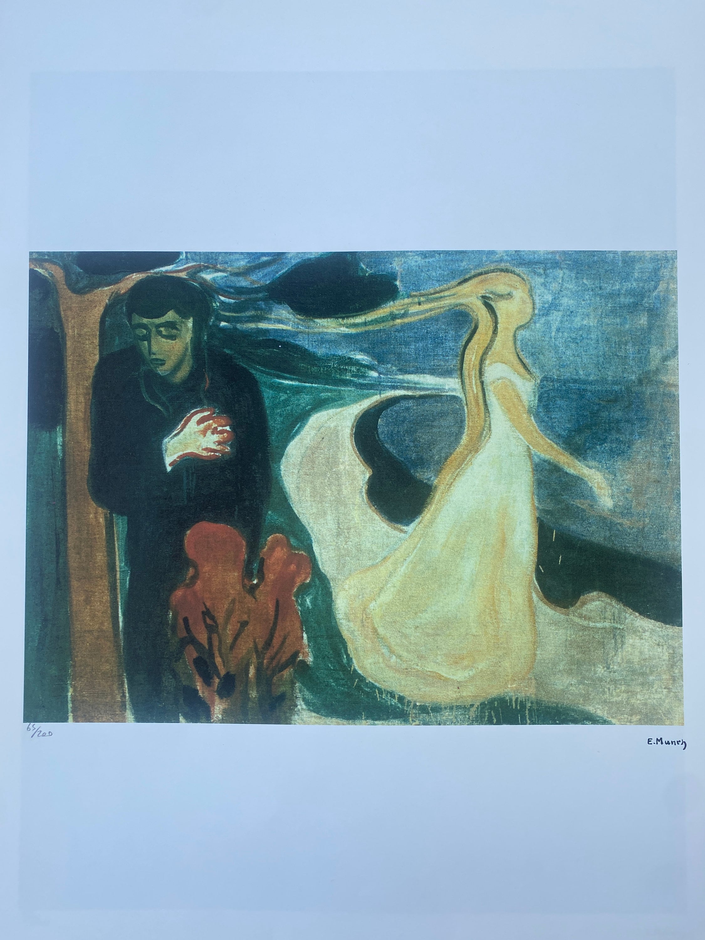 絵画　　リトグラフ エドヴァルド・ムンク「生命のフリーズ」リトグラフ版画：サイン