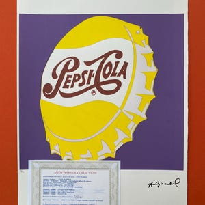 Andy Warhol Leo Castelli &quot;Pepsi Cola  &quot; Lithograph, Certificate, Signed, Top! Wall Art, Pop Art after