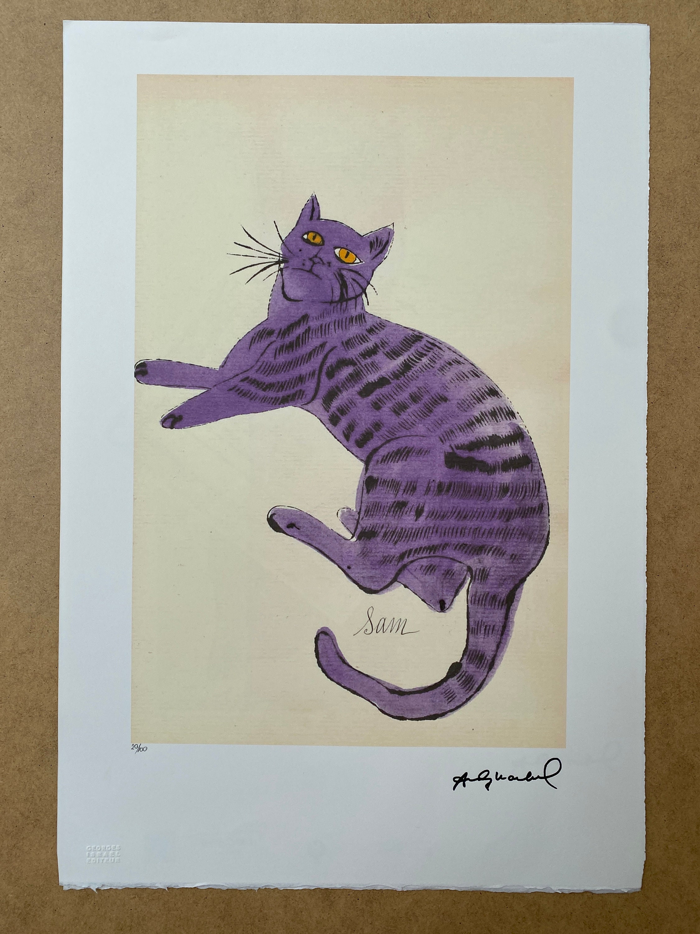 【模写】【限定100部・証明書付】Andy Warhol「Sam」猫のリトグラフ 模写】【限定100部・証明書付】Andy Warhol「Sam」猫の