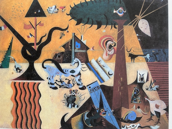 ジョアン・ミロ「耕作地」リトグラフ：サイン入りポップアート