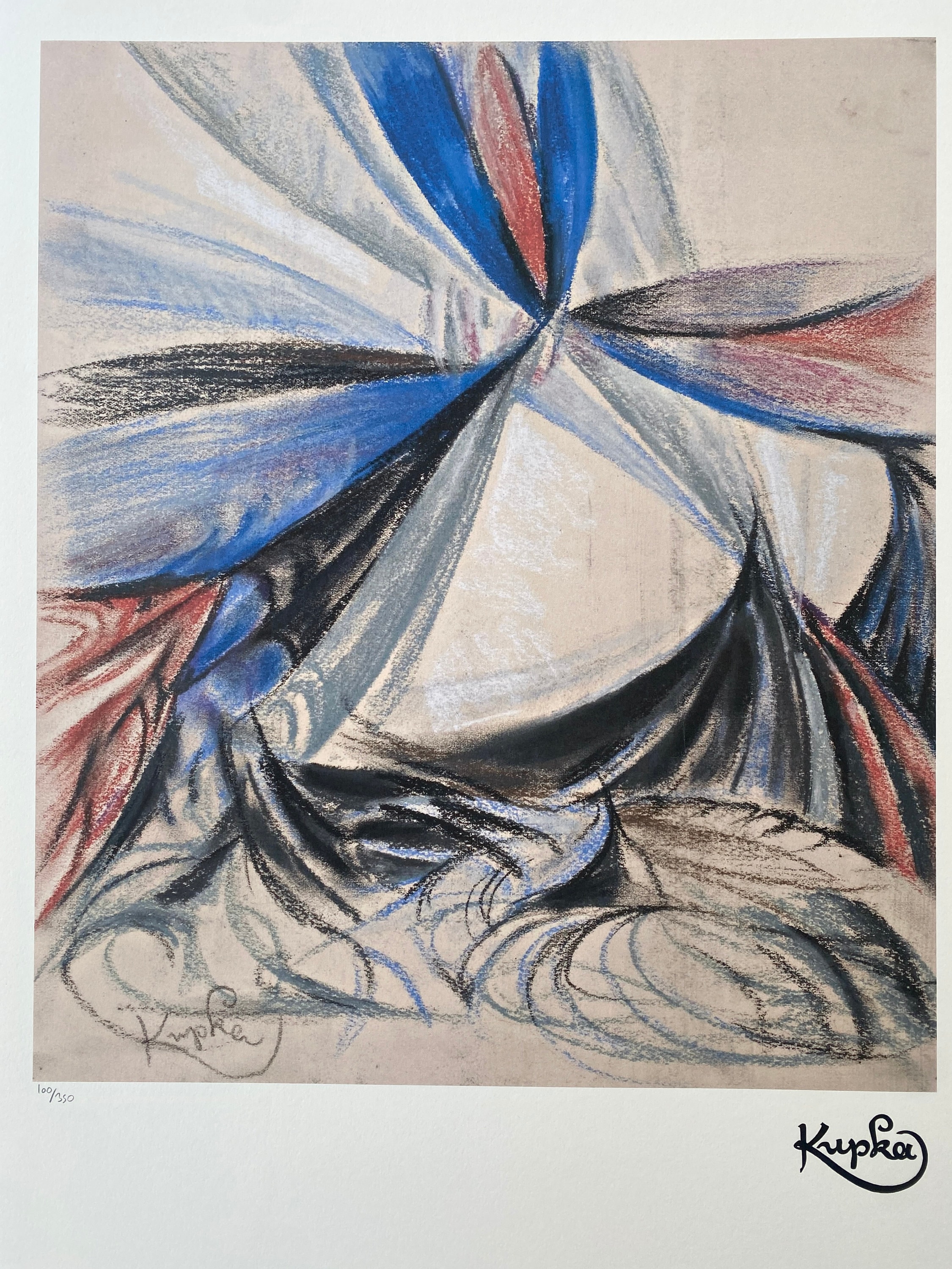 フランティシェク・クプカ抽象リトグラフ：サイン入り認定壁