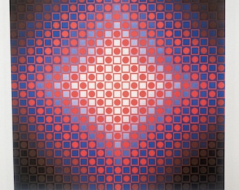 Victor Vasarely "Boglar  " Lithograph, Certificate, Signed, Top! Wall Art, Pop Art after