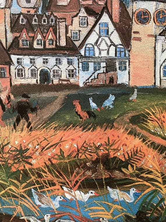 アントニオ・リガブーエのリトグラフ「動物たちとスイスの風景