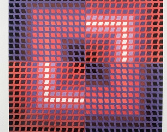 Victor Vasarely"Koska-Quemer" Progressions I,1972 Op Art Lithograph: Signed Geometric Print