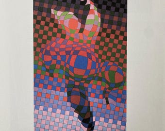 Victor Vasarely "Panderlak  " Lithograph, Certificate, Signed, Top! Wall Art,  after