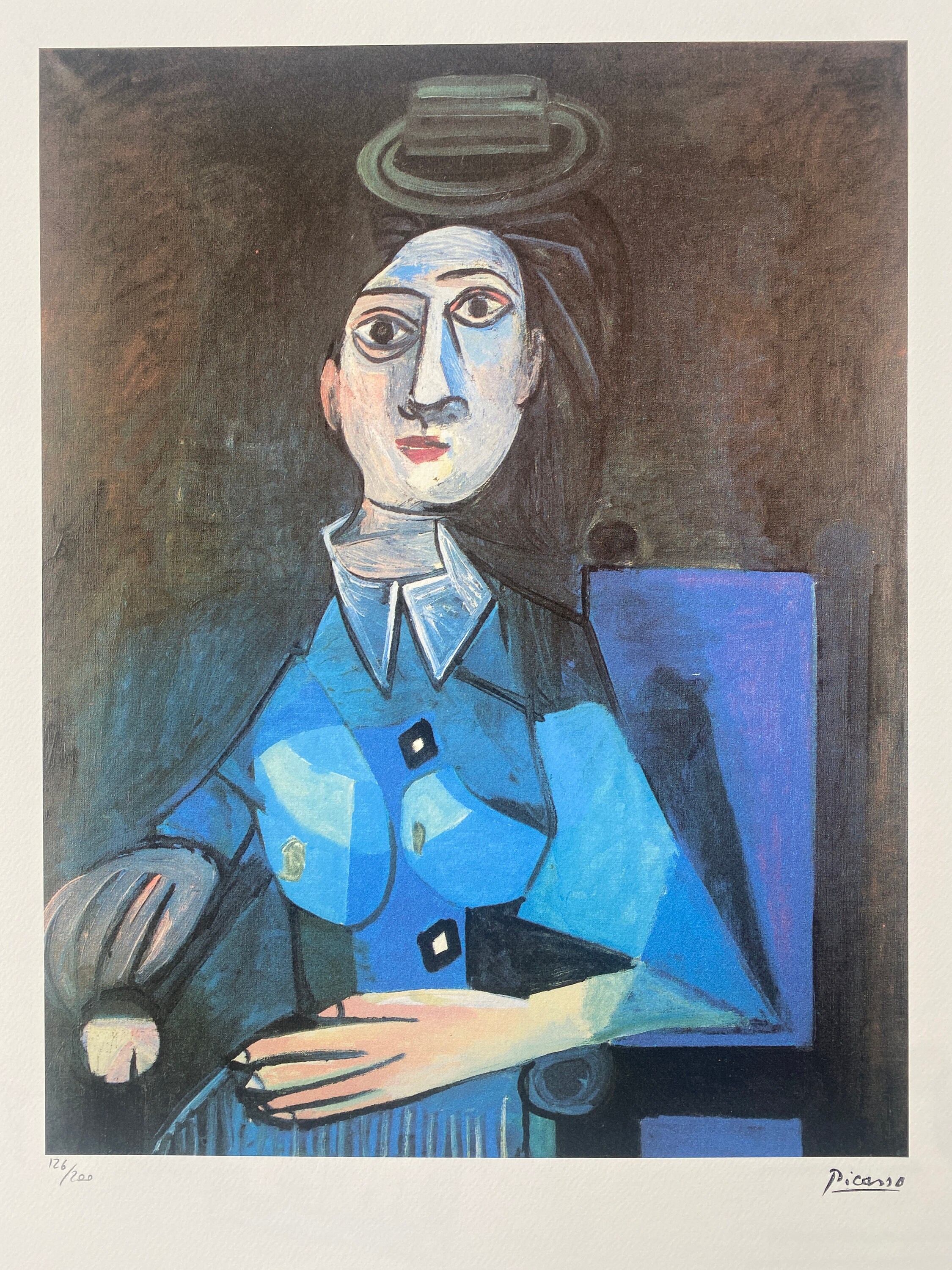 Picasso Lithograph: Femme Assise, Dora Maar, 1955, Signed, With
