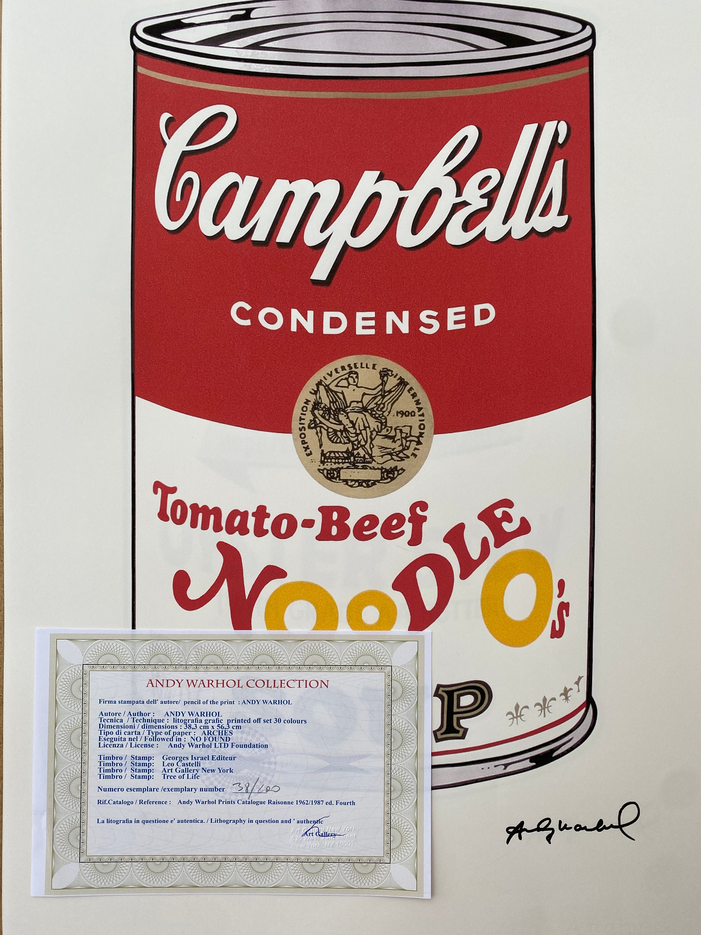 アンディ・ウォーホル「キャンベルスープ」リトグラフ：サイン入り