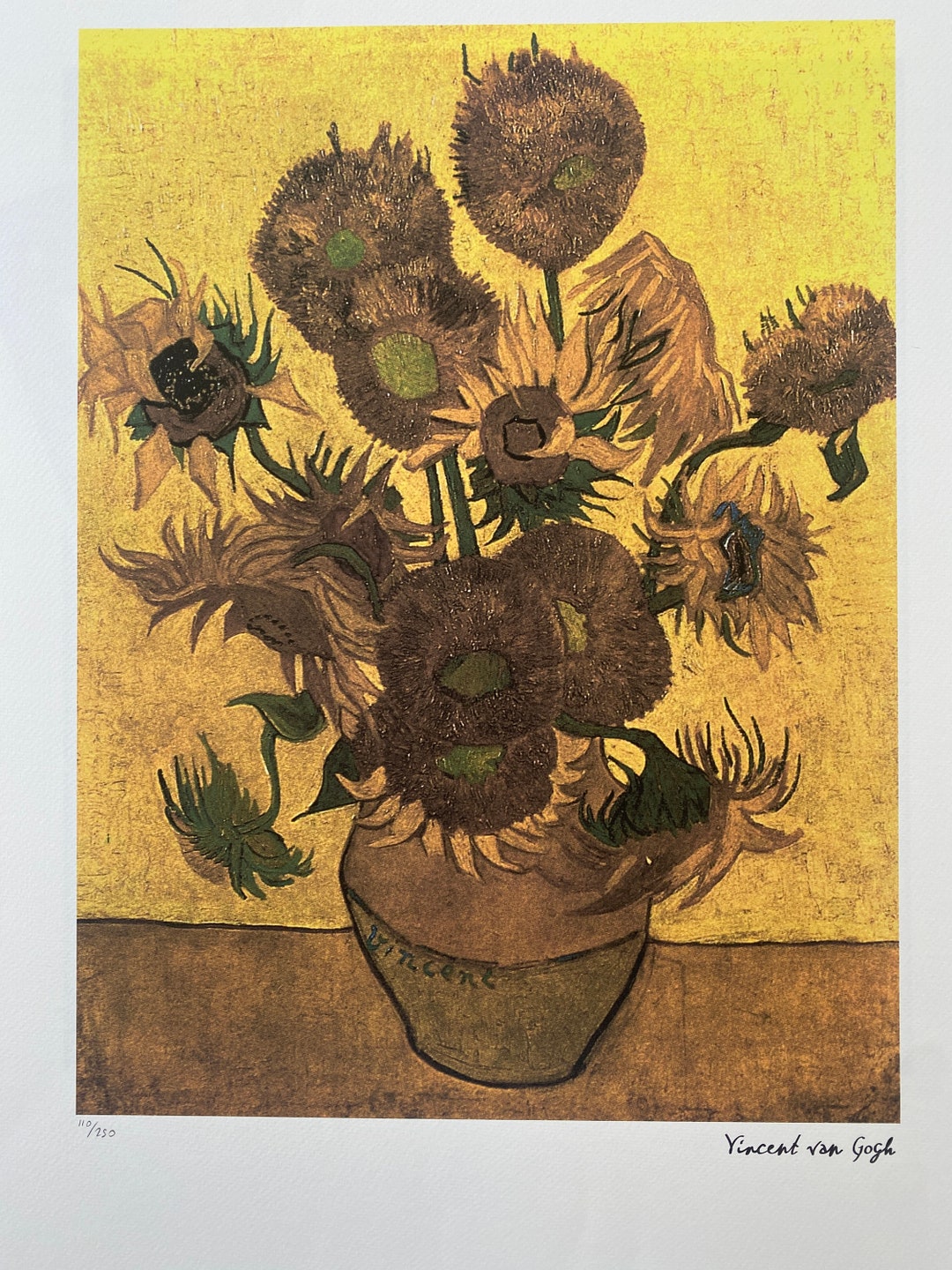 Van Gogh Sunflowers Lithograph: Signed, Limited Edition Art Print - Etsy
