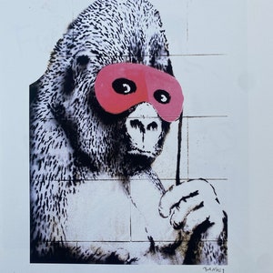 限定特殊マット額装品/バンクシー Gorilla in a Pink Mask