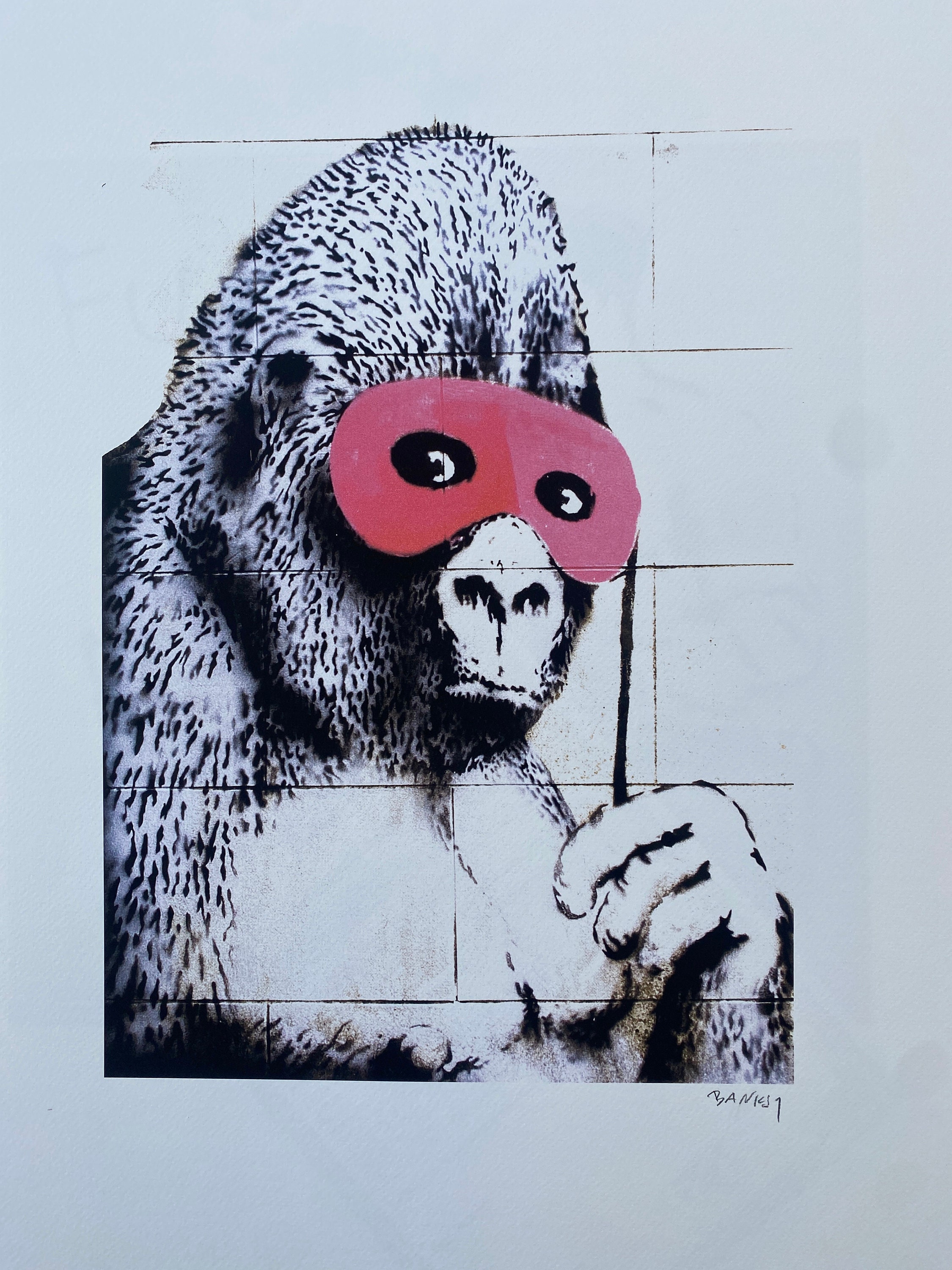 限定特殊マット額装品/バンクシー Gorilla in a Pink Mask 限定特殊マット額装品/バンクシー Hanging Out 限定特殊マット額装品