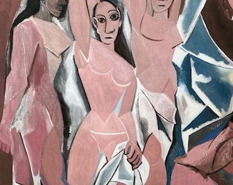 Litografía de Picasso "Las muchachas de Aviñón", firmada, certificado, decoración de pared