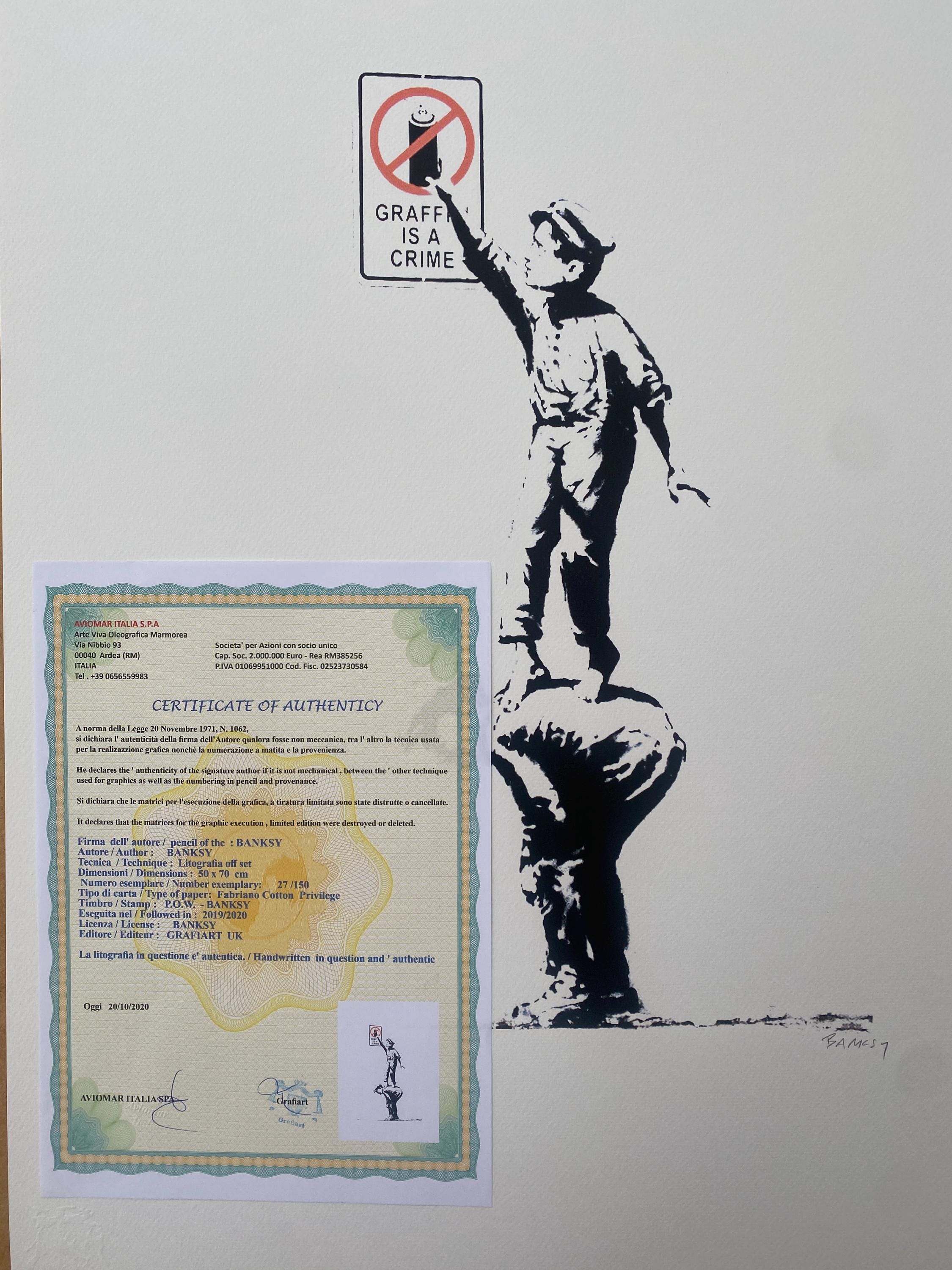 BANKSY GRAFFITI IS A CRIME 13x19 FRAMED GELCOAT POSTER