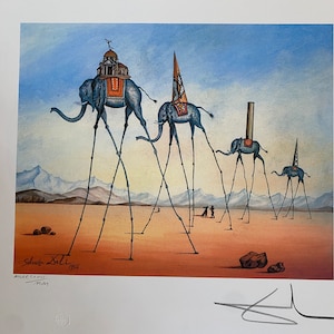 サルバドール・ダリ「象とキリン」リトグラフ、証明書、サイン