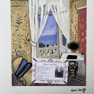 Henri Matisse &quot;Interior in Yellow and Blue&quot; Lithograph Print, Signed, Limited Edition
