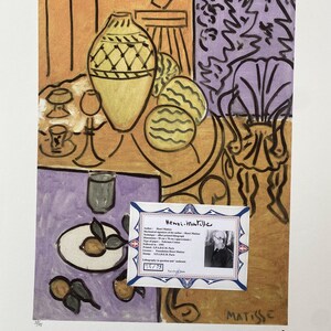 Henri Matisse &quot;Still life with lemons  &quot; Lithograph, Certificate, Signed, Top! Wall Art, Pop Art after
