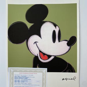 Andy Warhol Leo Castelli &quot;Mickey  &quot; Lithograph, Certificate, Signed, Top! Wall Art, Pop Art   adter