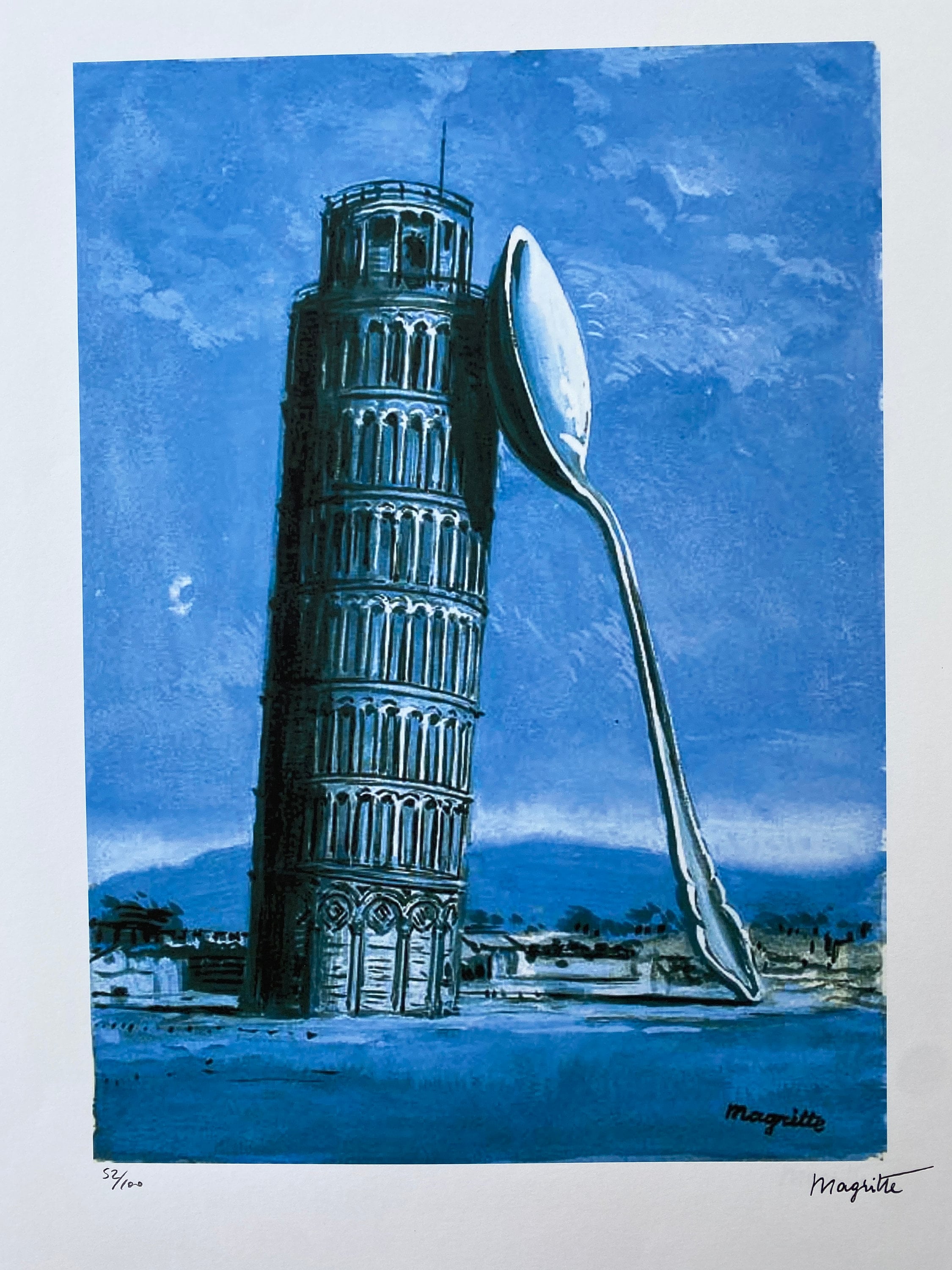 ルネ・マグリット「ピサの夜」リトグラフ、証明書、サイン入り、トップ