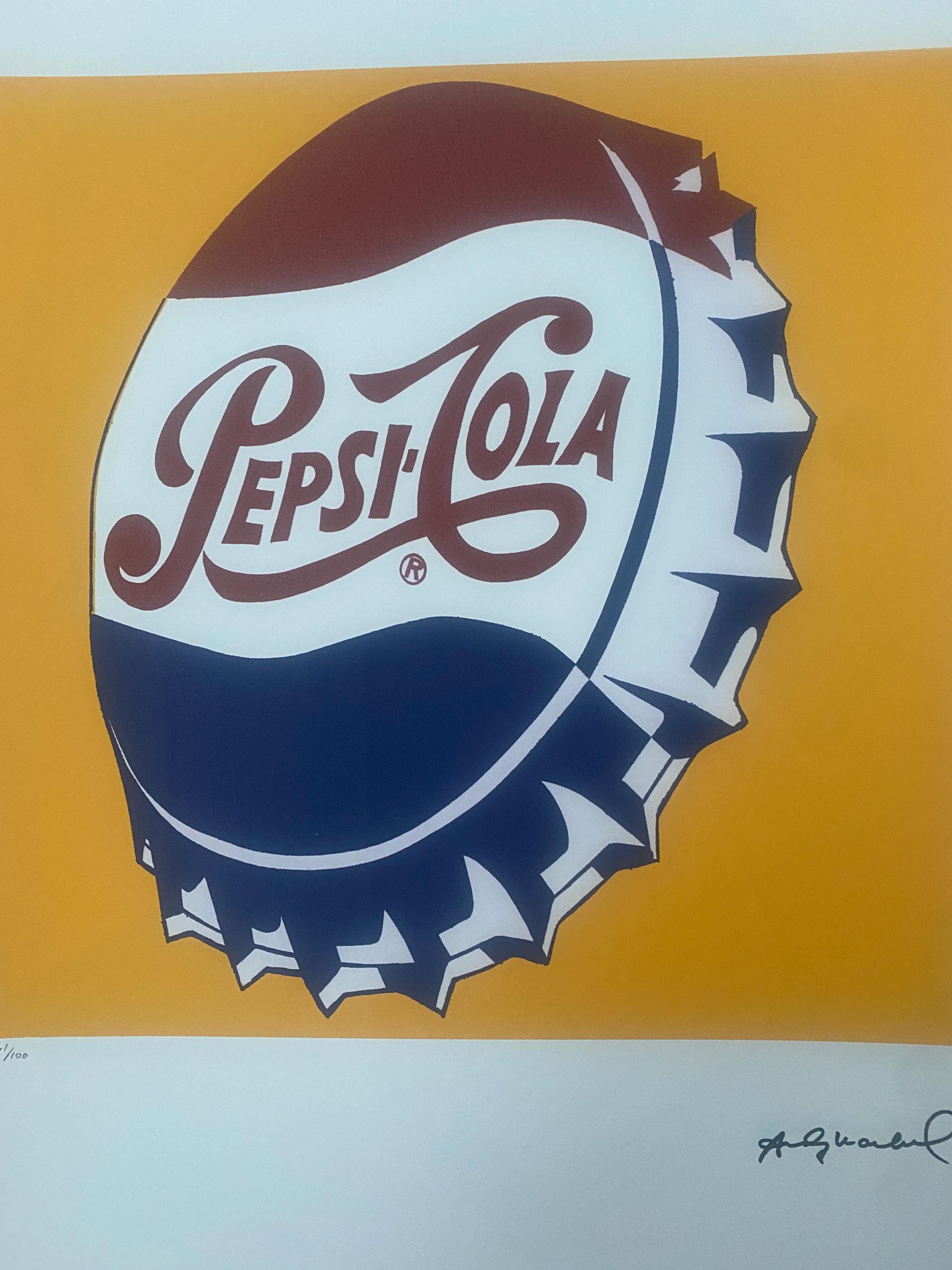 Andy Warhol "Pepsi Cola  " Lithograph, Certificate, Signed, Top! Wall Art, Pop Art after