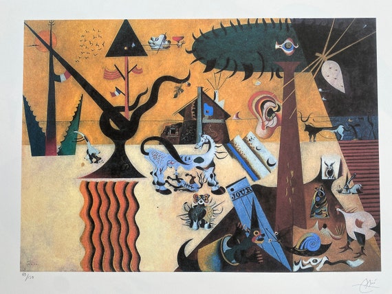 ジョアン・ミロ「耕作地、1923年」リトグラフ、証明書、署名入り