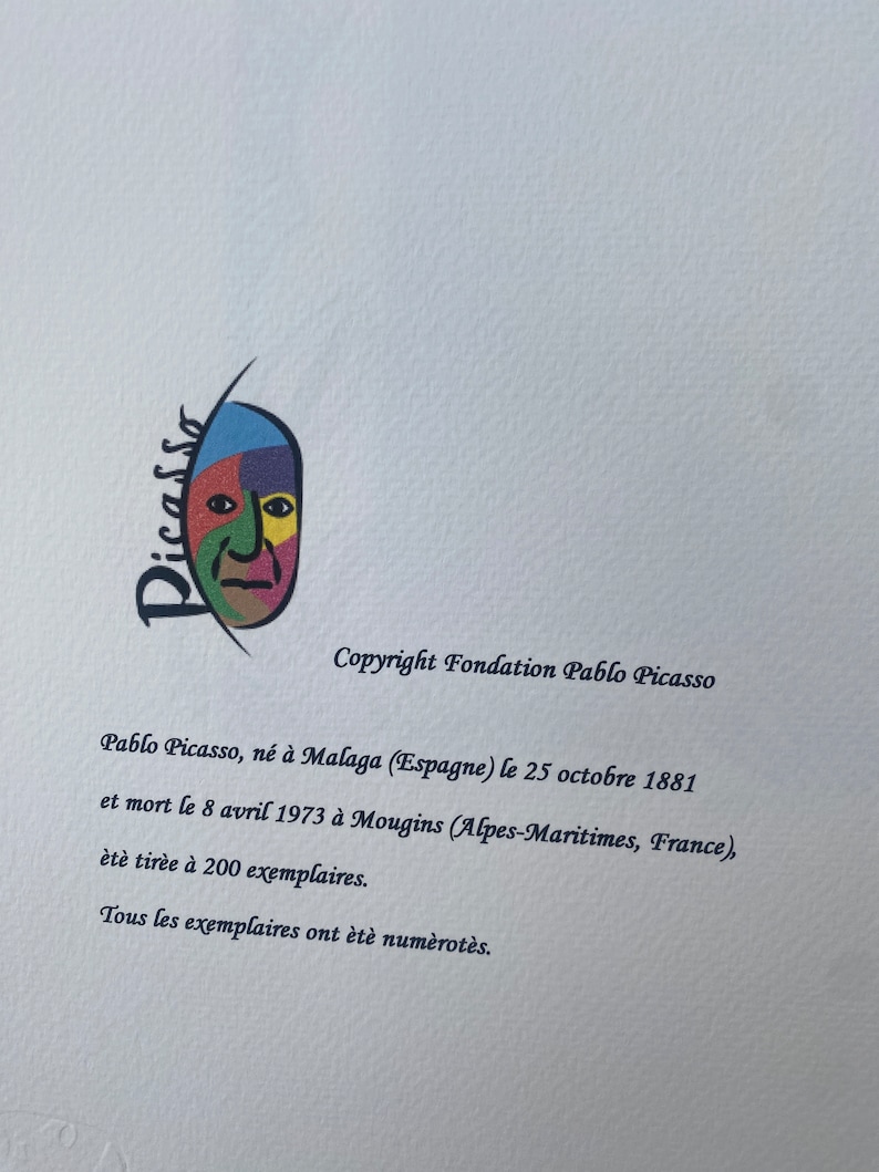 Pablo Picasso s.p,a,d,e,m Lithograph, Certificate, Signed, Top Wall Art ...