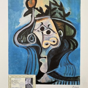 Pablo Picasso 'Woman in a hat' Lithografie, certificaat, gesigneerd, bovenkant! Muurkunst, popart na