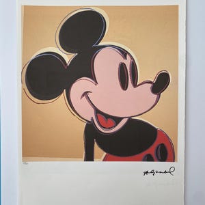 Andy Warhol Leo Castelli &quot;Mickey Mouse  &quot; Lithograph, Certificate, Signed, Top! Wall Art, Pop Art  after
