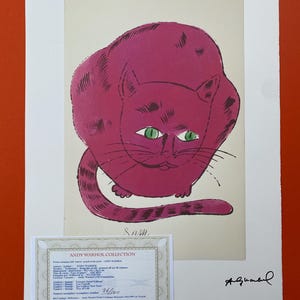 Andy Warhol Leo Castelli &quot;Cat  &quot; Lithograph, Certificate, Signed, Top! Wall Art, Pop Art