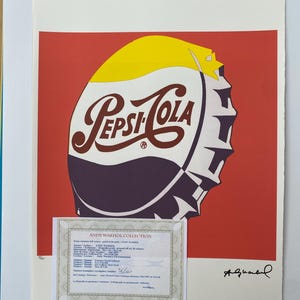Andy Warhol Leo Castelli &quot;Pepsi Cola  &quot; Lithograph, Certificate, Signed, Top! Wall Art, Pop Art   after