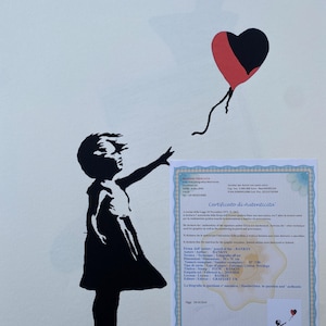Litografía de Banksy &quot;Niña con globo&quot;, certificado, firmada, ¡la mejor! Arte mural, arte pop.