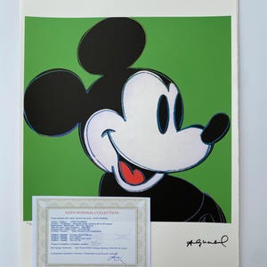 Andy Warhol Leo Castelli &quot;Mickey  &quot; Lithograph, Certificate, Signed, Top! Wall Art, Pop Art  after