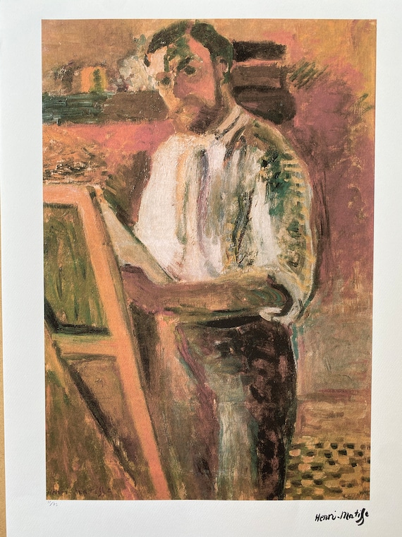 アンリ・マティスの自画像リトグラフ：署名入りポップアート