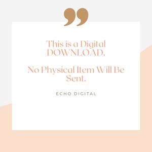 Puede incluir: Un cuadrado blanco con esquinas redondeadas y un fondo melocot&oacute;n detr&aacute;s. El texto dentro del cuadrado dice "Esto es una DESCARGA digital. No se enviar&aacute; ning&uacute;n art&iacute;culo f&iacute;sico. ECHO DIGITAL"