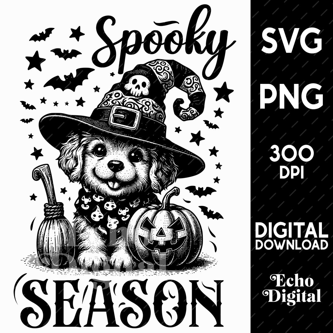 Spooky Dog Season Halloween, SVG PNG, Pumpkin, Halloween Shirt Design ...