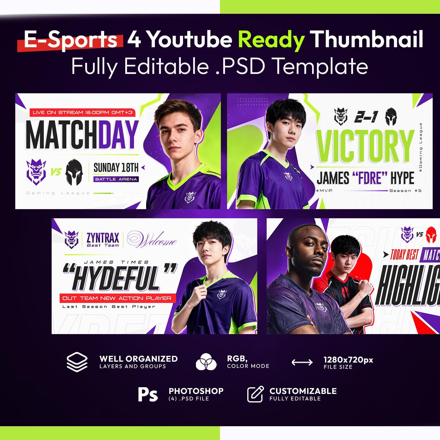 Sab Stream Thumbnail Esports Youtube Thumbnail Template PSD, Gaming Thumbnail Pack, Clean ...