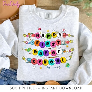 Happy First Day Of School Bracelet Digital Png, Back To School Png, Bracelet School Png, Preppy Teacher Bracelets Png, Friendship Bracelet